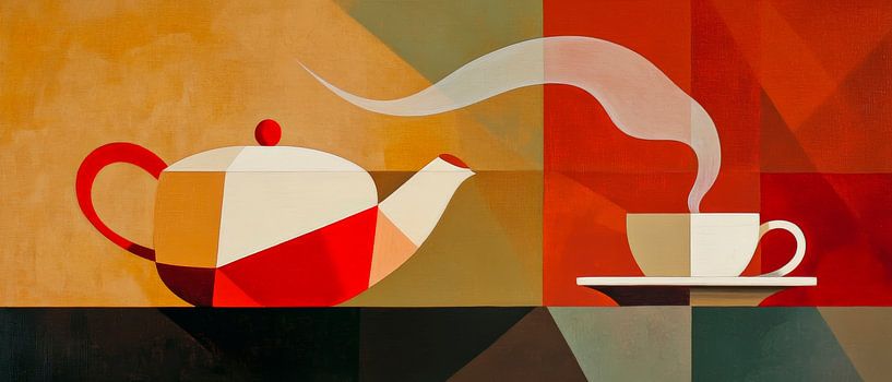 Creative teapot with steam clouds by Poster Art Shop