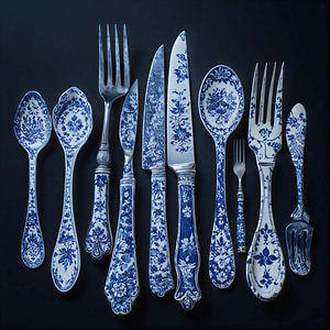 Ein Delfter Blau Kunst Besteck alten niederländischen Meister neuen Stil.