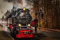 De stoomlocomotief in het Harzgebergte