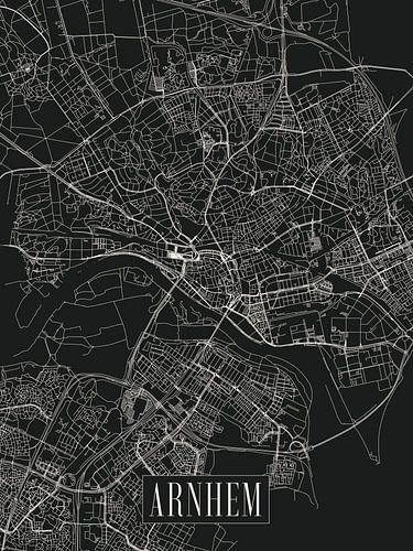Stadskaart Arnhem - Stad - Donkere variant - Plattegrond