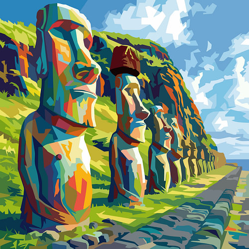 Moai Island WPAP Pop Art Illustration Metal Poster