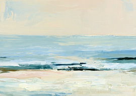 Paysage marin apaisant dans les tons de bleu et de beige - Horizon abstrait sur Niklas Maximilian
