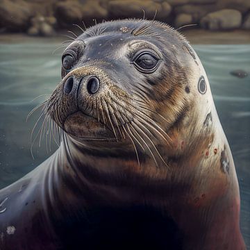 Portret van een zeehond Illustratie van Animaflora PicsStock