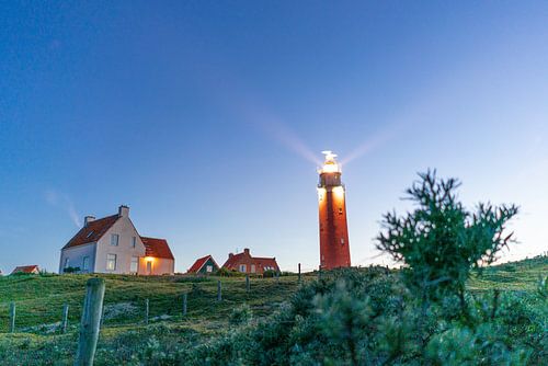 Vuurtoren van Texel in avondlicht