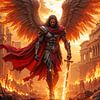 AUREVOR - Ein brennender Erzengel schreitet durch eine zerstörte Stadt von INFERAURUM