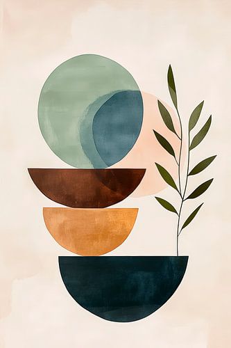 Geometrische compositie met plant