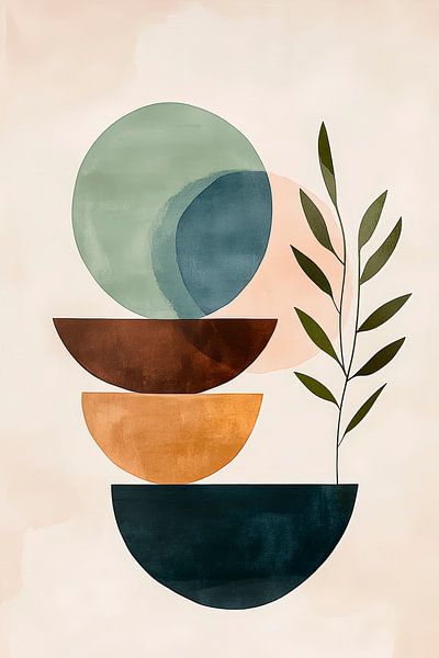 Geometrische Komposition mit Pflanze von Poster Art Shop