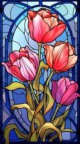 Tulips (glas in lood)