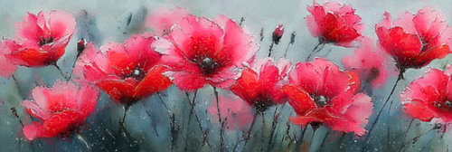 Poppy Fields V – Koralle auf Blau