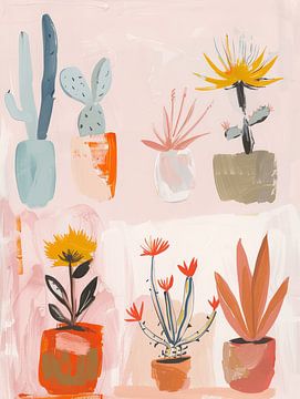 Cheerful botanical still lifes, illustration
