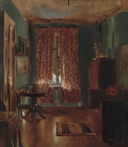 De zitkamer van de kunstenaar in de Ritterstrasse, Adolph von Menzel