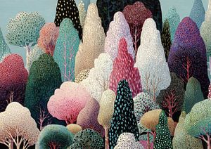 Baumlandschaft | Bunte Waldtraumlandschaft
