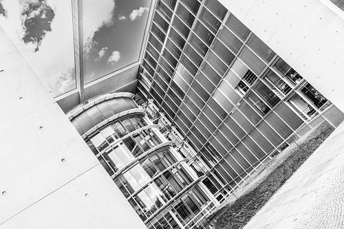 Detail Paul Löbe Huis Berlijn zwart-wit