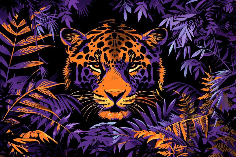 Pop art painting of a colourful jaguar by Art & Soul Creations