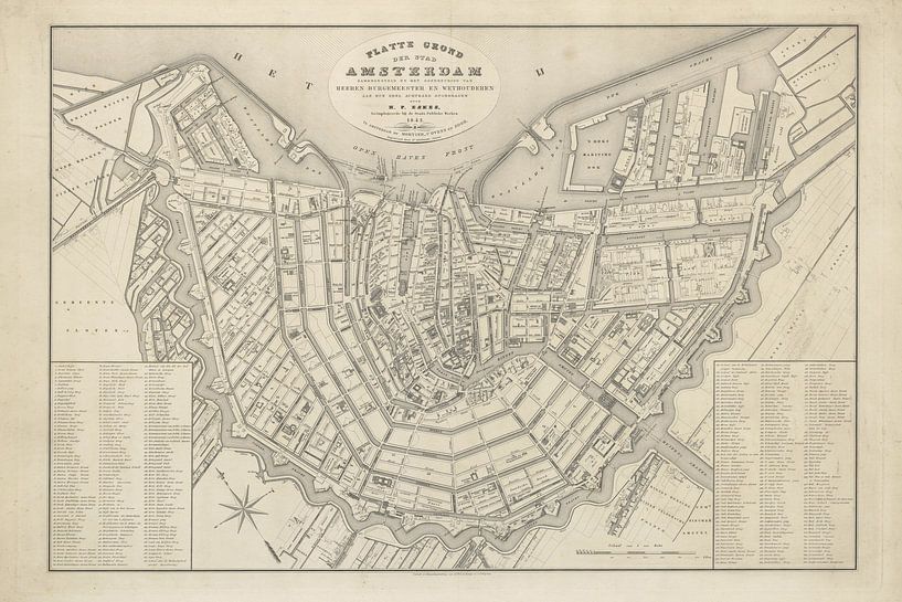 Karte Amsterdam - 1842 von Bibliotheek Beeld