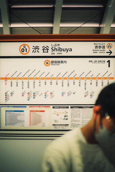 Tokyo's pulse: Shibuya Station metro map by NZME Photography