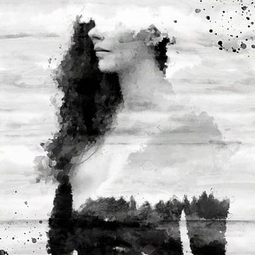 Double Exposure Woman & Nature