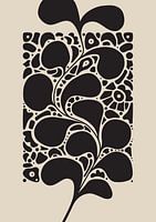Grafische kunst Dansende plant – Zwart Beige – Muur galerie - Minimalistisch interieur – Abstract
