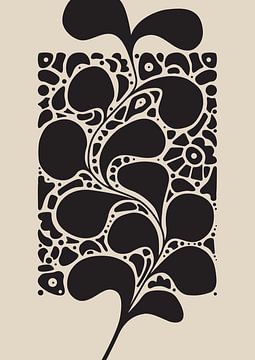 Art graphique Plante dansante - Noir Beige - Salon &amp ; Chambre - Intérieur minimaliste - Abstrait sur Design by Pien