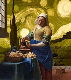 The Milkmaid and the Starry Night by Digital Art Studio