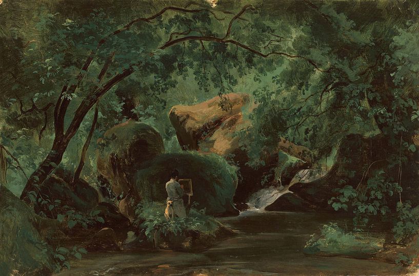 André Giroux~Waldinterinterieur mit einer Malerin, Civita Castellana von finemasterpiece