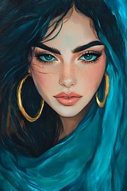 Captivating portrait with blue eyes by Poster Art Shop