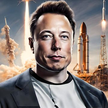 Elon Musk sur la Lune sur Michiel de Ruiter