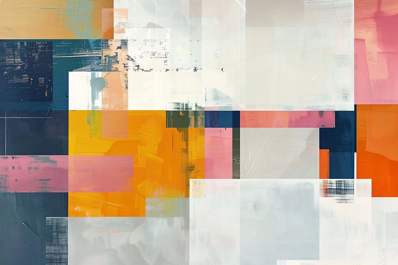 Abstract geometric painting with bright colours by Art & Soul Creations