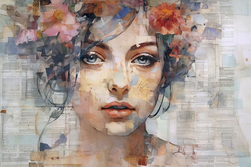 Violet | Modern Portrait Mixed Media by ARTEO Paintings