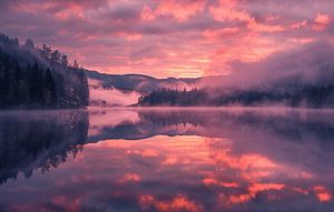 Morgendämmerung am stillen See
