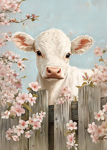 Le veau au bonheur des cerisiers en fleurs