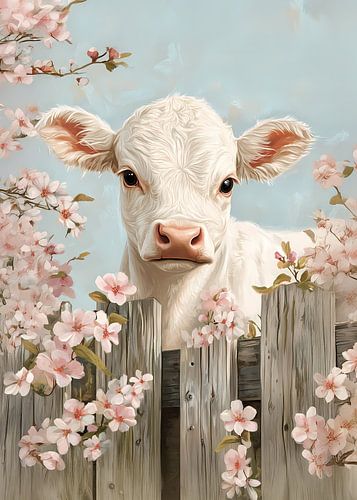 Kalb im Kirschblütenglück