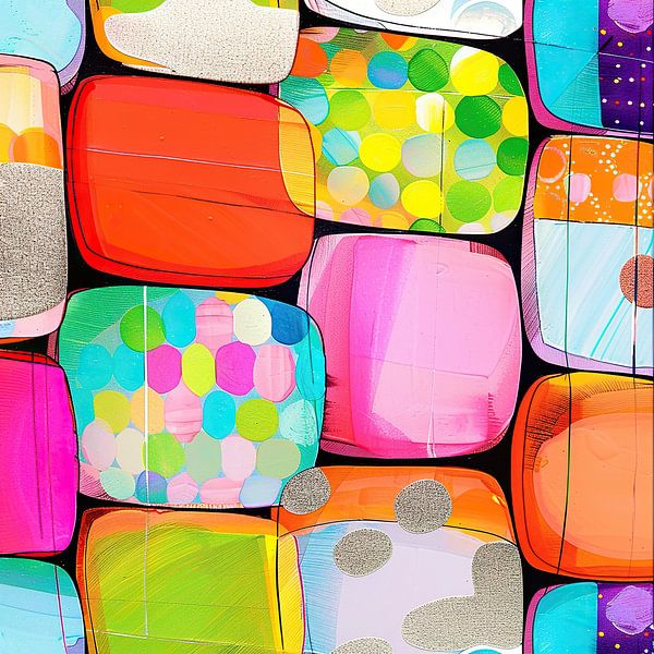 Modern Shapes colourful painting by Modern Collection