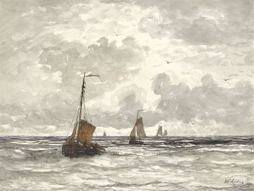 Vissersboten op de Breakers, Hendrik Willem Mesdag