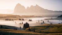 Morgennebel über der Seiser Alm