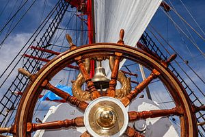 Steering wheel on a sailing boat by Tilo Grellmann