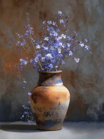 Terrakotta-blaue Vase von Blickfänger Gemälde