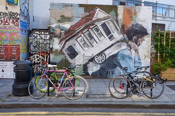 Shoreditch-Graffiti mit Fahrrädern