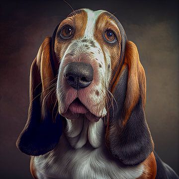 Portret van een Basset Hond Illustratie van Animaflora PicsStock