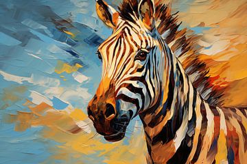 Abstrakter künstlerischer Hintergrund mit einem Zebra, im Ölfarben-Design von Animaflora PicsStock