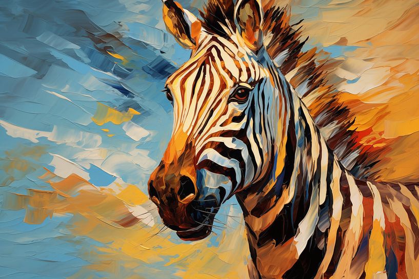 Fond artistique abstrait avec un zèbre, en design peinture à l'huile par Animaflora PicsStock