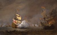 Seeschlacht im Englisch-Niederländischen Krieg, Willem van de Velde der Jüngere von Meisterhafte Meister Miniaturansicht