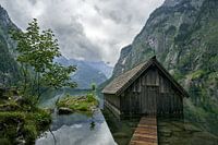 The boat house of the beautiful Obersee Lake in Berchtesgaden