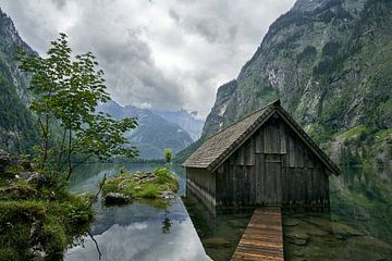 The boat house of the beautiful Obersee Lake in Berchtesgaden by Bart cocquart