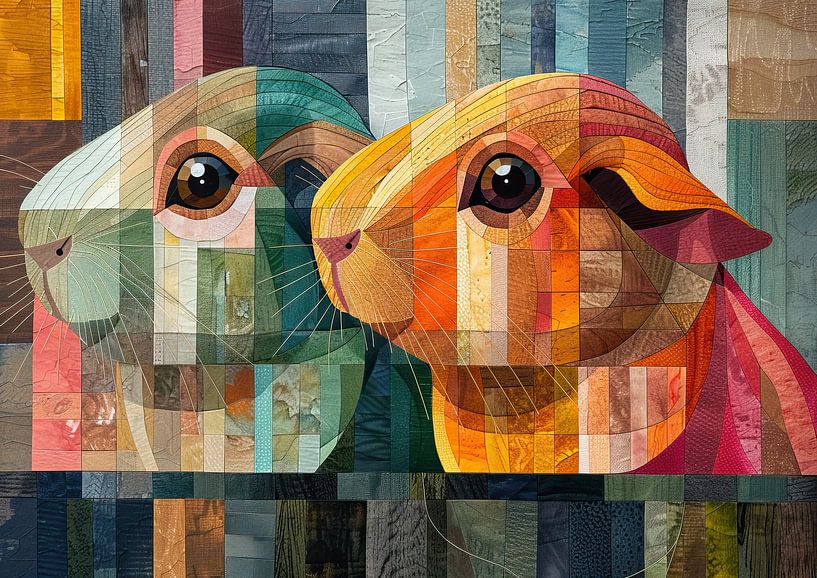 Green Rabbit | Cheerful Rabbits in Abstract Colours by Modern Collection
