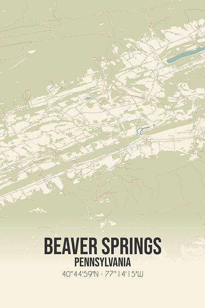 Vintage map of Beaver Springs (Pennsylvania), USA. by Prints of Place