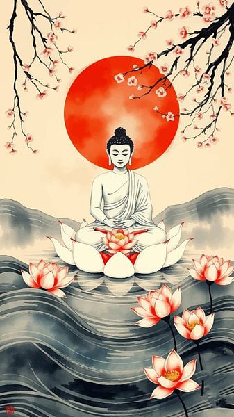Bouddha / Boeddha Peinture japonaise Sumi-e par MIROKKU