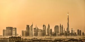 Skyline of Dubai with Burj Khalifa, the tallest building in the world. Panorama