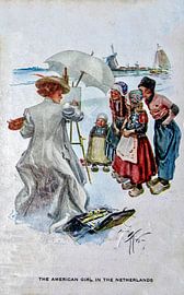 Vintage postcard of 'The American Girl in the Netherlands' u by Patricia Hofmeester