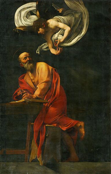 Caravaggio,Saint Matthew and the angel by finemasterpiece